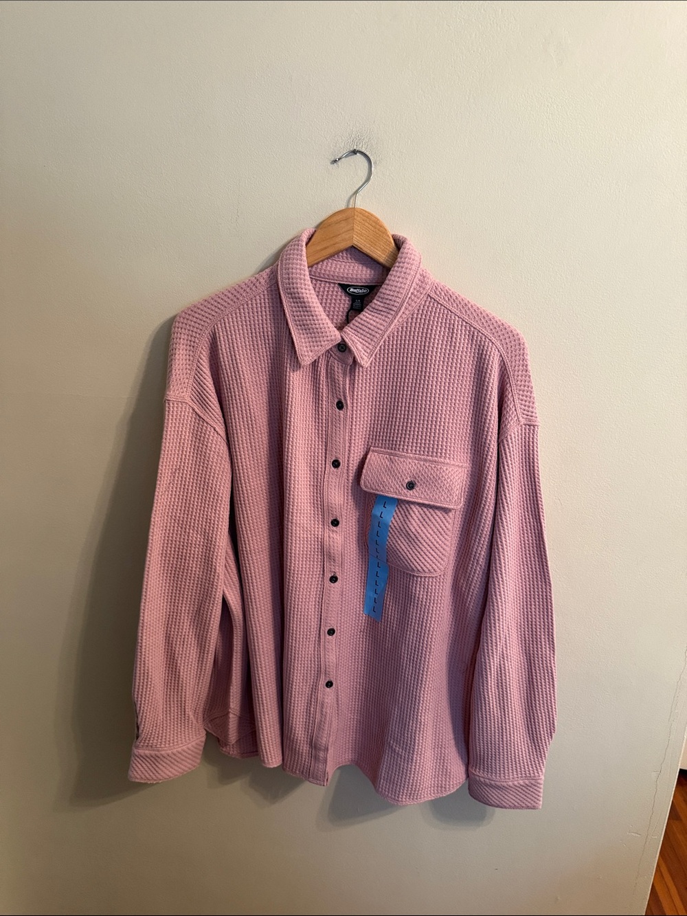 Buffalo Jeans Pink Waffle-Knit Button-Up Shirt
